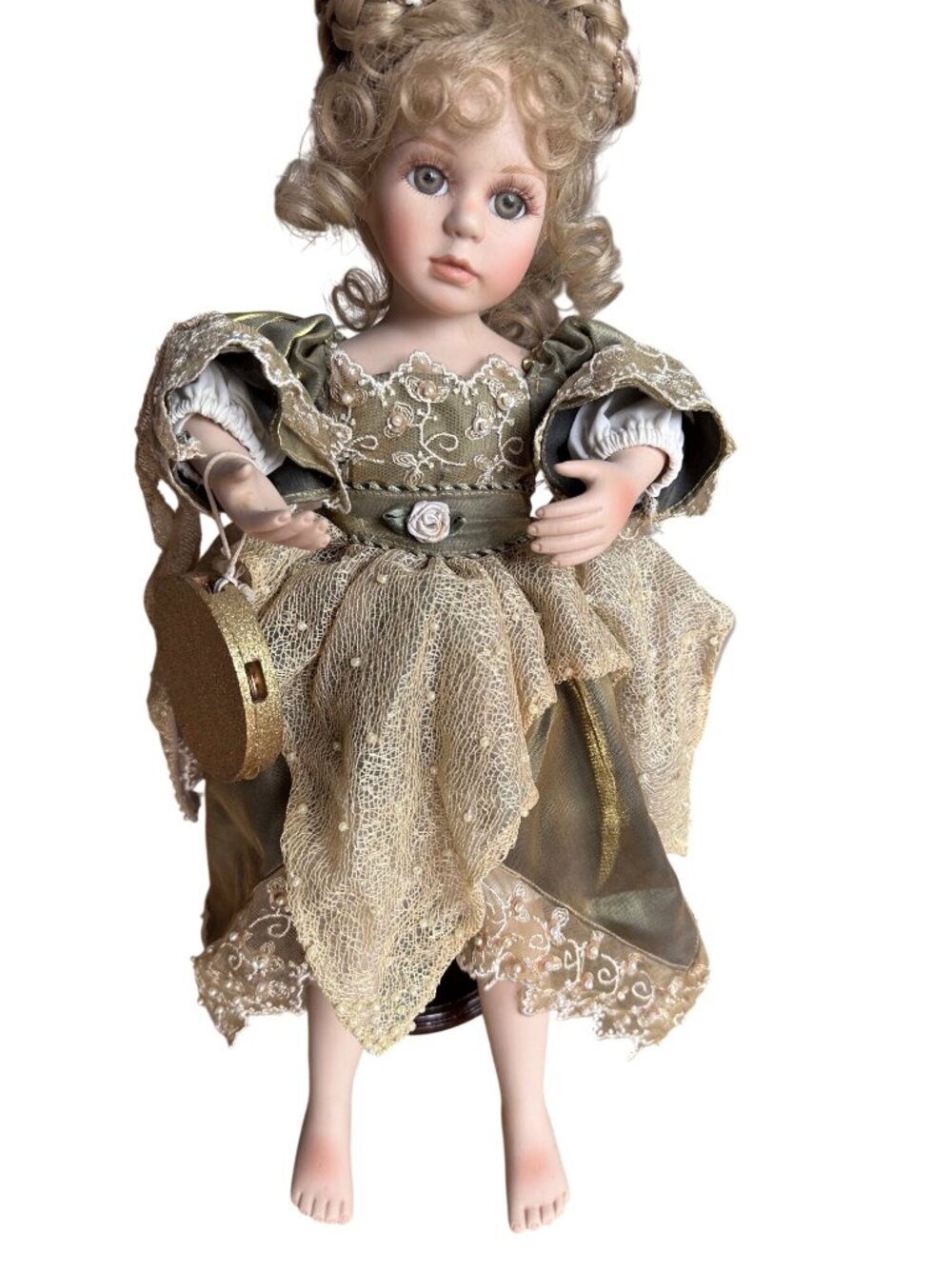 Geppeddo Collector Series Trinity Porcelain Doll w Stand 18 Inches Limited